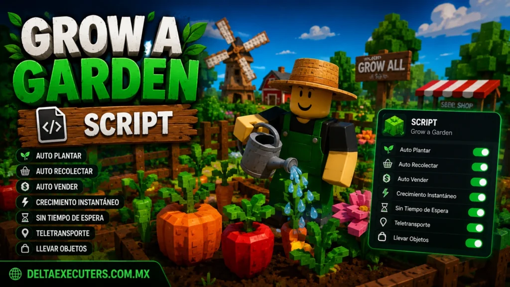 Grow a Garden Script para Roblox con funciones de automatización y cultivo