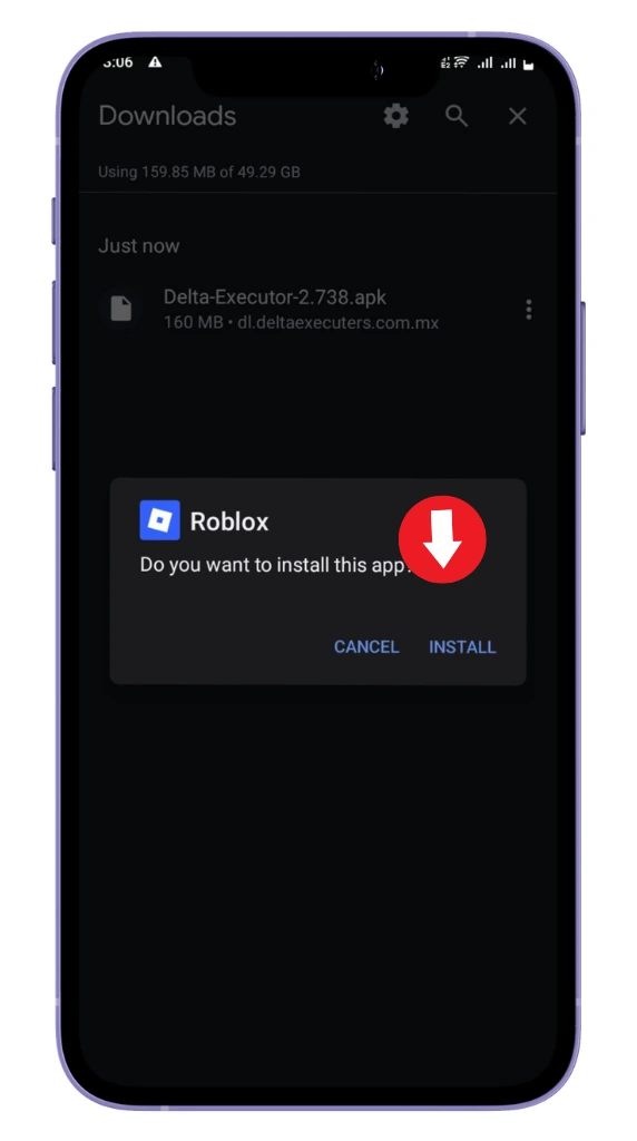 Ventana de instalación de Roblox desde el archivo APK en Android